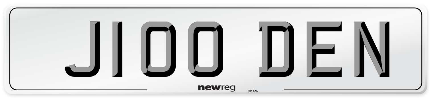 J100 DEN Number Plate from New Reg